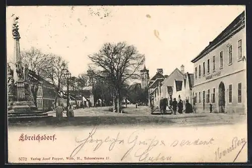 AK Ebreichsdorf, Hauptplatz mit Mariensäule