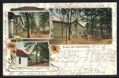 AK Blumenthal / Hannover, Heidmann`s Sommergarten Gasthaus v. H. L. B. van Inge und Kegelbahn