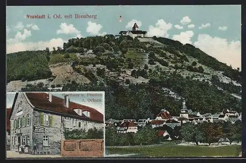 AK Neustadt i. O., Ortsansicht mit Breuberg