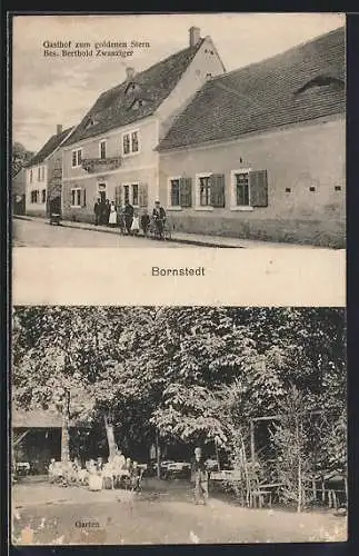 AK Bornstedt / Eisleben, Gasthof zum goldenen Stern, Garten