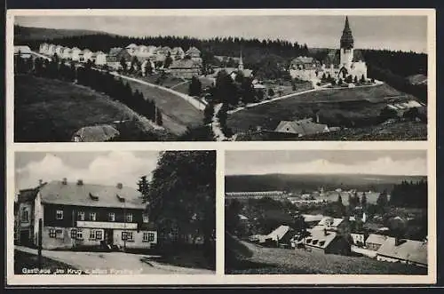 AK Tannenbergstal, Gasthaus Im Krug zum alten Forsthaus, Gesamtansicht, Teilansicht