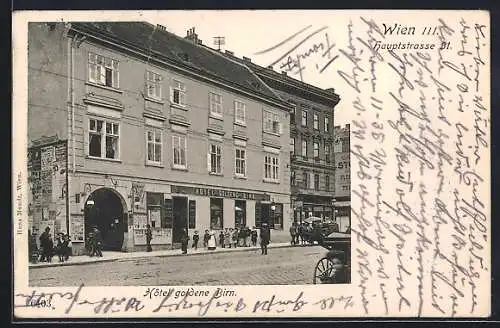 AK Wien, Hotel goldene Birn, Hauptstrasse 31, mit Strasse und Kindergruppe