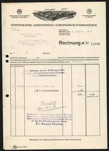 Rechnung Hannover 1930, Continental Caoutchouc-Compagnie GmbH, Gesamtansicht des Betriebes