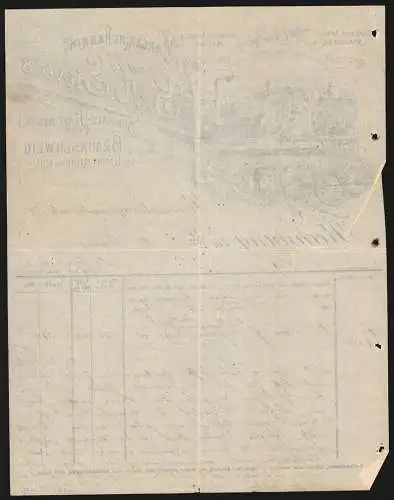 Rechnung Braunschweig 1893, G. H. Sievers, Margarine-Fabrik, Betriebsansicht mit Gleisanlage