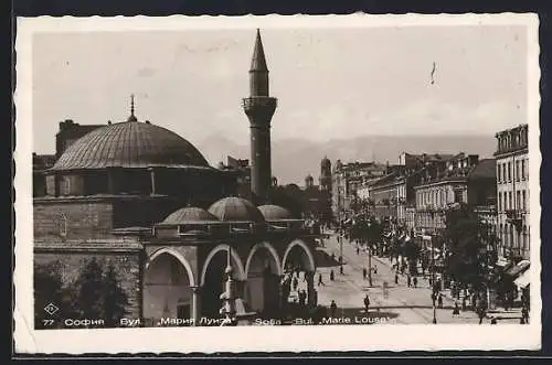 AK Sofia, Boulevard Marie Louise mit Moschee