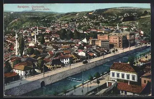 AK Sarajevo, Ortsansicht mit dem Kanal