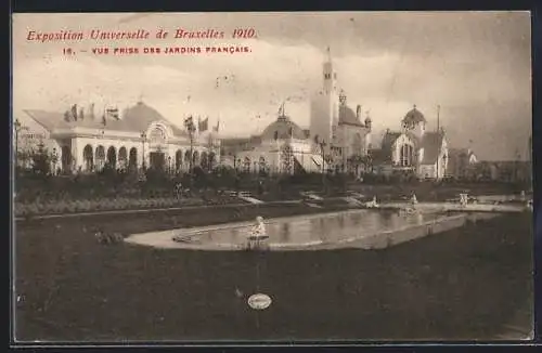 AK Bruxelles, Exposition Universelle 1910, Vue prise des Jardins Francais