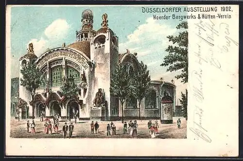 Lithographie Düsseldorf, Ausstellung 1902, Hoerder Bergwerks- u. Hüttenverein