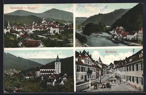 AK Gernsbach, Totalansicht, Teilansicht, Marktplatz