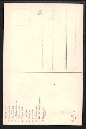 AK Briefmarkensprache für Verliebte, Soldaten & ihre Frauen, österr. Briefmarken