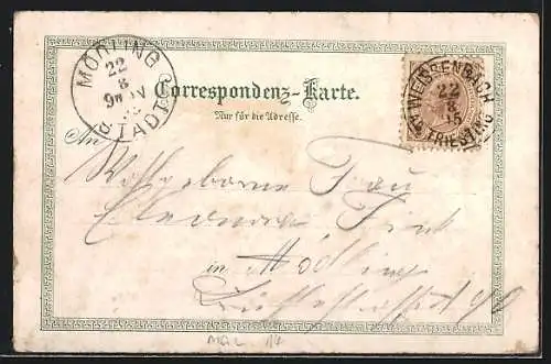 Vorläufer-Lithographie Weissenbach an der Triesting, 1895, Gesamtansicht, Herz-Jesu-Kirche