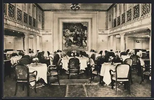 Foto-AK Passagierschiff Deutschland der Hamburg-Amerika Linie, Speisesaal 1. Klasse