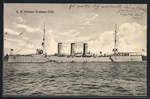 AK Kriegsschiff S. M. Kleiner Kreuzer Köln vor der Küste