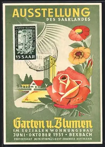 AK Bexbach, Landes-Ausstellung Garten und Blumen 1951, Ausstellungsgelände