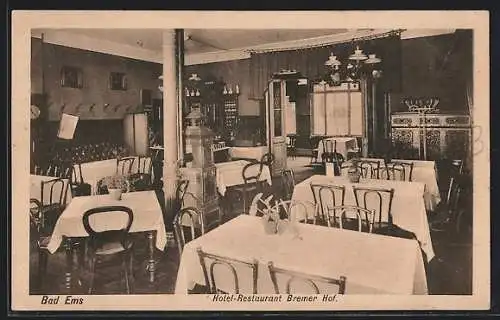 AK Bad Ems, Hotel-Restaurant Bremer Hof, Innenansicht, Bes. Vitus Bermel