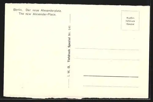 AK Berlin, Neuer Alexanderplatz mit Geschäften und Strassenbahn
