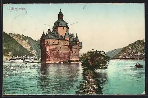 AK Kaub, die Festung auf dem Rhein