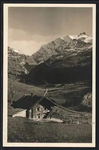 AK Naturfreundehütte Kienthal, Blick von der Berghütte aus ins Tal