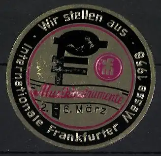 Reklamemarke Frankfurt, Internationale Messe 1958, Musikinstrumente-Ausstellung