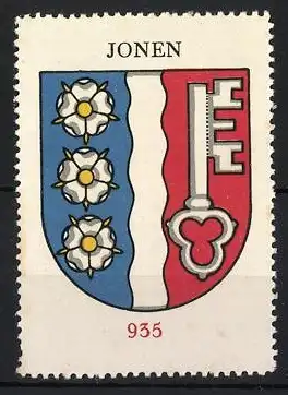 Reklamemarke Jonen, 935, Wappen mit Schlüssel und Rosen