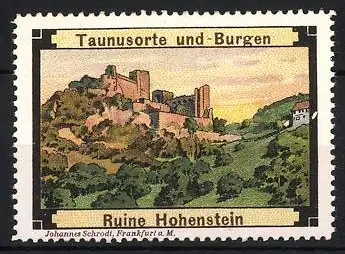 Reklamemarke Taunusorte, Ruine Hohenstein, Burgansicht