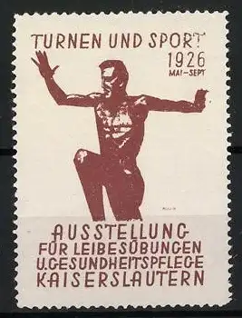 Reklamemarke Kaiserslautern, Turnen und Sport 1926, Athlet in Bewegung