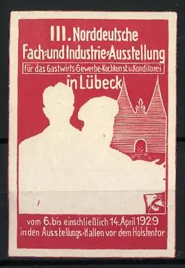 Reklamemarke Lübeck, III. Norddeutsche Fach- und Industrie-Ausstellung 1929, Holstentor