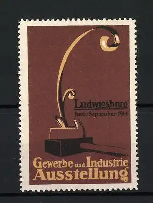 Reklamemarke Ludwigsburg, Juni /September 1914, Gewerbe und Industrie Ausstellung, Hammer & Hobel