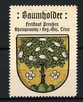 Reklamemarke Baumholder, Freistaat Preussen, Blühender Baum