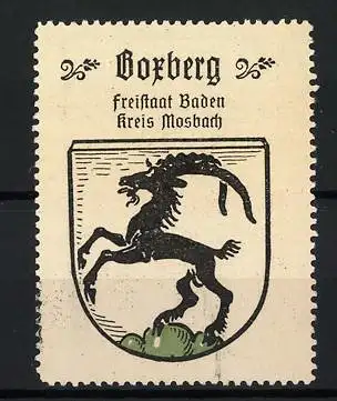 Reklamemarke Boxberg, Freistaat Baden Kreis Mosbach, springender Ziegenbock