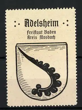 Reklamemarke Adelsheim, Freistaat Baden Kreis Mosbach, Wappenornament