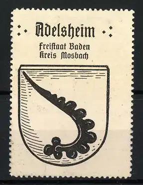 Reklamemarke Adelsheim, Freistaat Baden Kreis Mosbach, Wappenornament