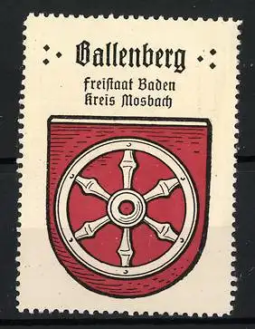 Reklamemarke Ballenberg, Freistaat Baden Kreis Mosbach, Rad-Symbol