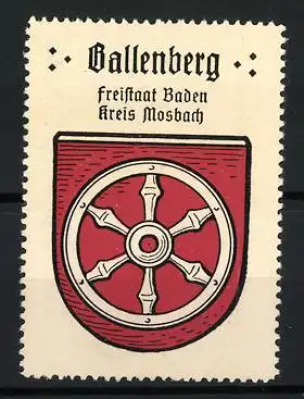 Reklamemarke Ballenberg, Freistaat Baden Kreis Mosbach, Radwappen