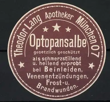 Reklamemarke München, Apotheker Theodor Lang's Optopansalbe, Sternsymbol