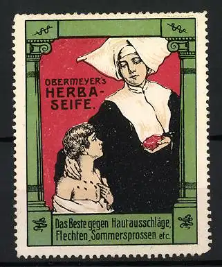 Reklamemarke Obermeyer`s Herba-Seife, Nonne mit Kind