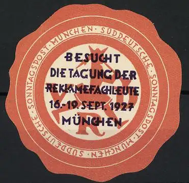 Reklamemarke München, Tagung der Reklamefachleute 1927, Süddeutsche Sonntagspost