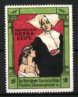 Reklamemarke Obermeyer`s Herba-Seife, Nonne mit Kind