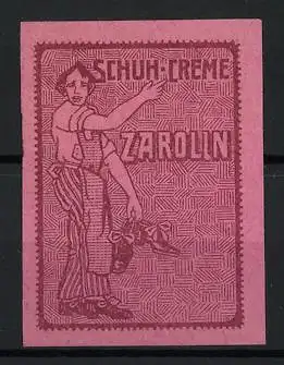 Reklamemarke Schuhcreme Zarolin, Junge mit Schuhbürste