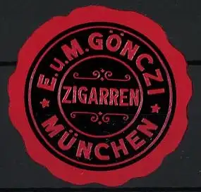 Reklamemarke München, E.U.M. Gönczi Zigarren, Rundes Emblem