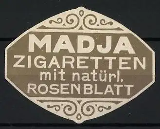 Reklamemarke Madja Zigaretten mit natürlichem Rosenblatt