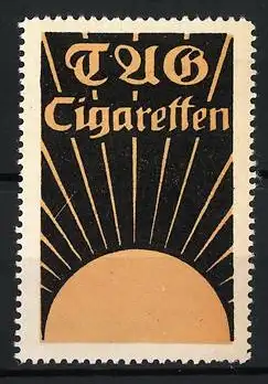 Reklamemarke TAG Cigaretten, aufgehende Sonne