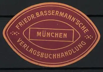 Reklamemarke München, Friedr. Bassermann`sche Verlagsbuchhandlung, Buchsymbol