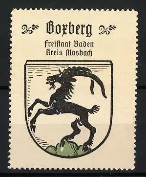 Reklamemarke Boxberg, Freistaat Baden Kreis Mosbach, Wappen mit Löwe