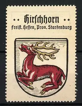 Reklamemarke Hirschhorn, Freist. Hessen, Prov. Starkenburg, Roter Hirsch