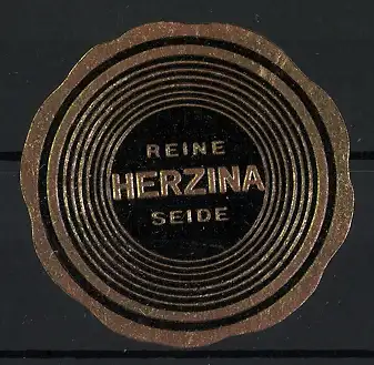 Reklamemarke Reine Herzina Seide, Kreisförmiges Design