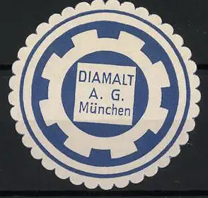 Reklamemarke München, DIAMALT A.G., Zahnrad-Symbol