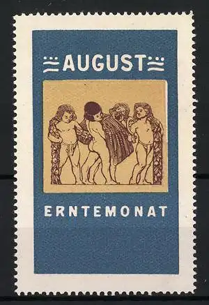 Reklamemarke August, Erntemonat, tanzende Figuren