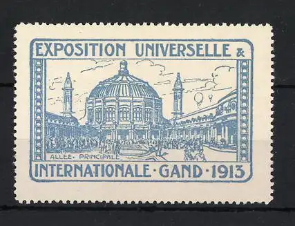 Reklamemarke Gand, Exposition Universelle 1913, Hauptgebäude mit Kuppel