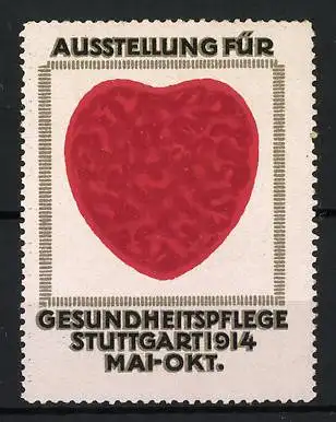 Reklamemarke Stuttgart, Ausstellung für Gesundheitspflege 1914, rotes Herz